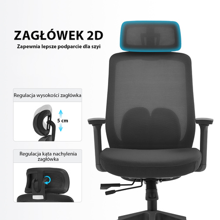 Fotel biurowy ergonomiczny ANGEL runO czarny