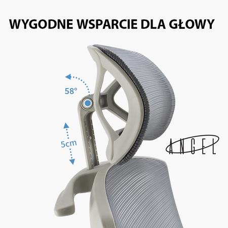 Fotel ergonomiczny ANGEL biurowy obrotowy Spino szary