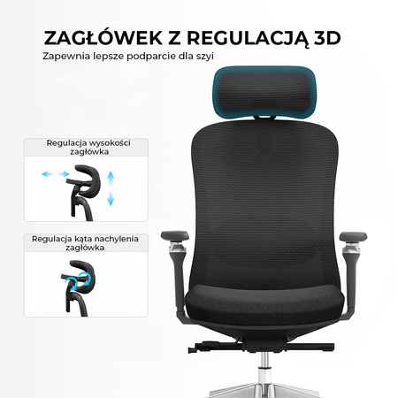 Fotel biurowy ergonomiczny ANGEL fizjO z funkcją masażu
