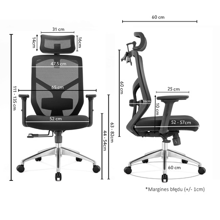 Fotel biurowy ergonomiczny Rosa niebieski ANGEL