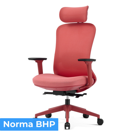 Fotel biurowy ergonomiczny ANGEL fizjO czerwony z funkcją masażu