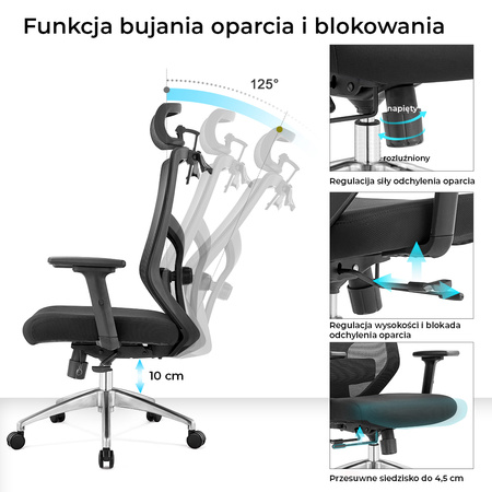 Fotel biurowy ergonomiczny Rosa czarne ANGEL