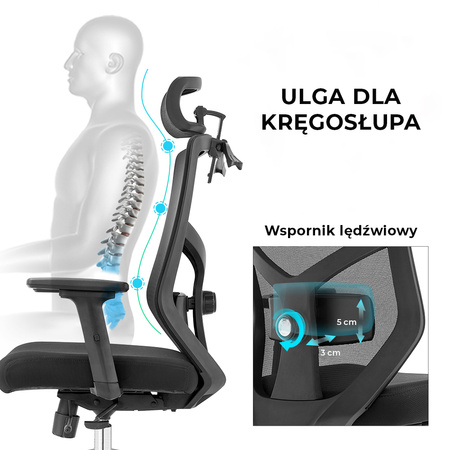 Fotel biurowy ergonomiczny Rosa czarne ANGEL
