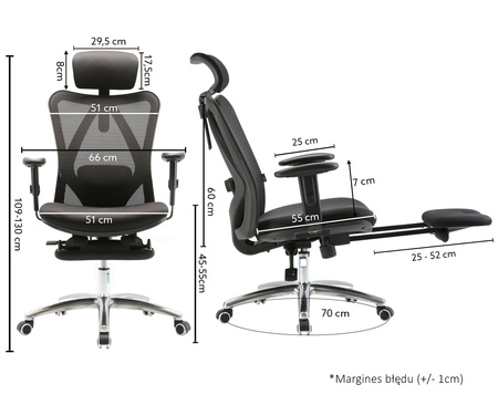 Fotel ergonomiczny ANGEL biurowy obrotowy eurOpa plus z podnóżkiem