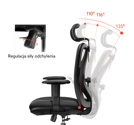 Fotel ergonomiczny ANGEL biurowy obrotowy eurOpa plus z podnóżkiem