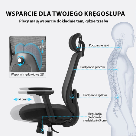 Fotel biurowy ergonomiczny ANGEL runO czarny